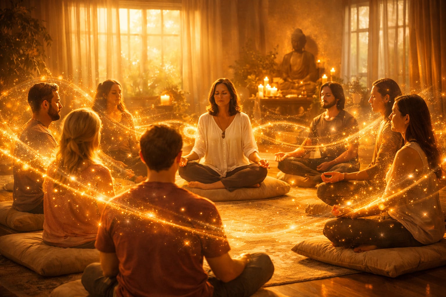 Group meditation and healing session